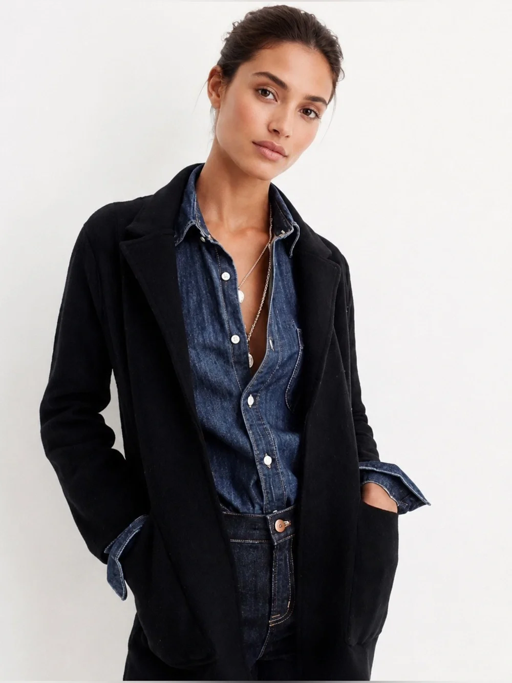 J.Crew Sophie Sweater Blazer Black Merino Wool Blend Size Small